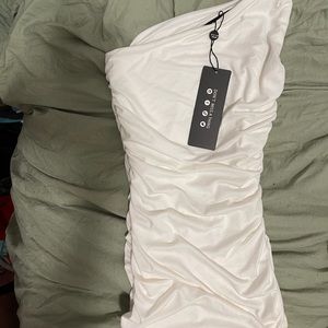 White one shoulder ruched dress size small